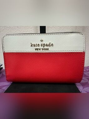 Kate Spade Red White Navy Colorblock Bifold Wallet ♥️🤍